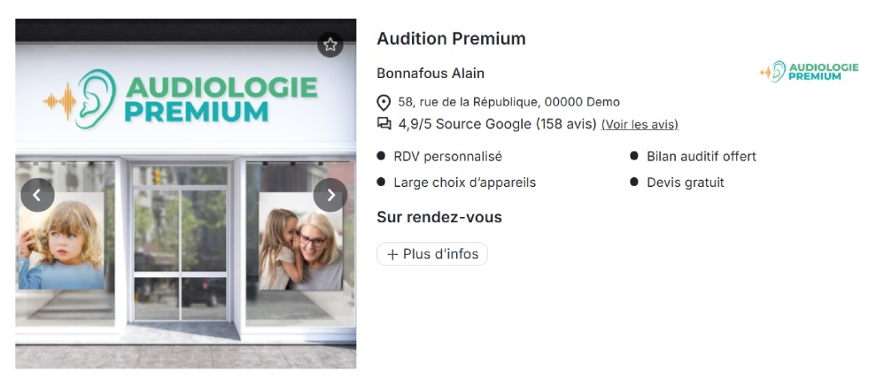 Votre encart dans la liste des audioprothésistes