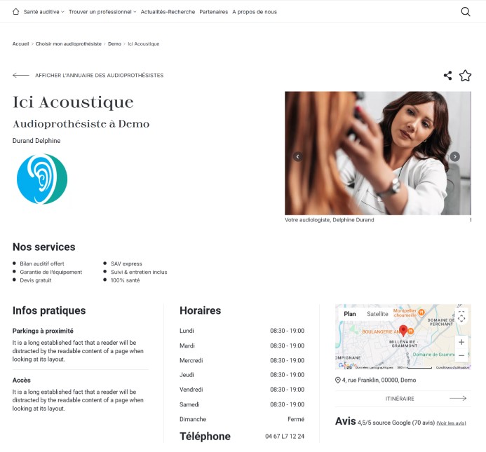 Exemple de fiche annuaire avec toutes les options